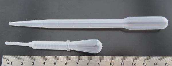 Hassas dozajlama için yumuşak plastikten yapılmış 3ml pipet