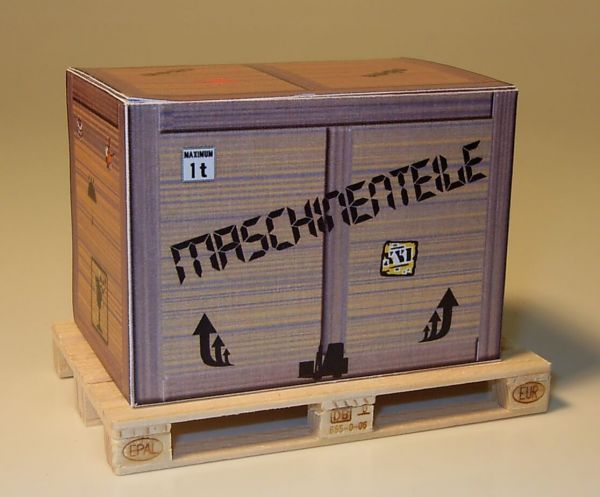Ausschneide-Bogen (A4) mit 1 Übersee- Kiste