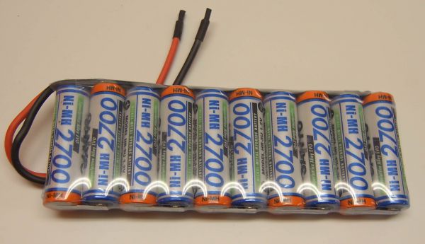 1x battery pack with 10x SANYO cells 12V, F1x10. 10 cells