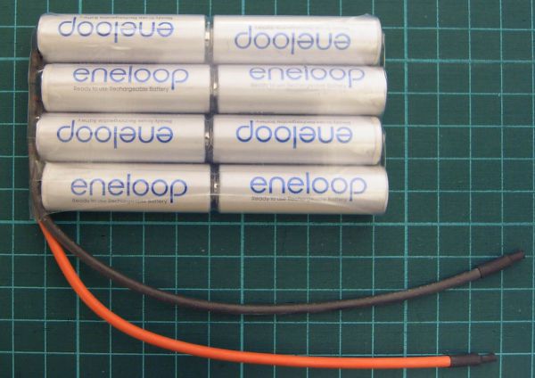 Battery pack with 8x ENELOOP HR 3U cells 9,6V 2000mAh without