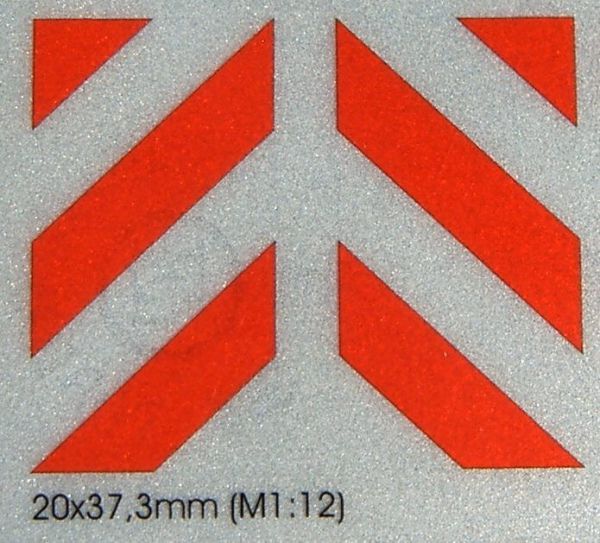 printed Foliendecal reflex foil W-2 45 ° bevel