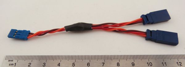 Servo-Y-kabel, siliconen, 3x 0,14qmm, 10cm Graupner, vlak,