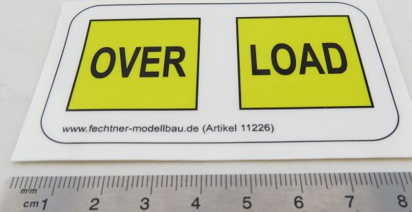 Sticker warning sign "OVER LOAD" of self-adhesive