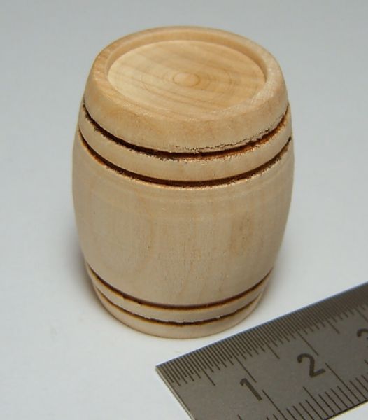 1 Holz-Fass 3,5cm Höhe, 4 braune Ringe, Durchmesser 3,0cm