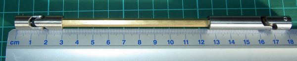 1 de doble cardán dia 10mm., Longitud total del Acero
