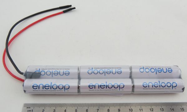 Racebatterij met ENELOOP-cellen, 7,2V 6-cellen, 2000mA