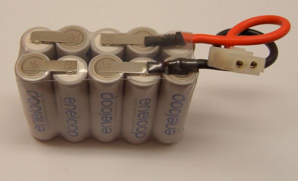 Battery pack with SANYO Eneloop 10x, 12V F5x2 10 cells 2000mAh