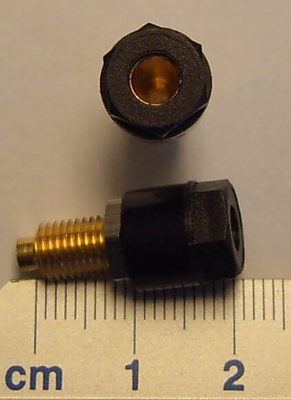 Telephone jack, black, gold, solder connection, for 4mm
