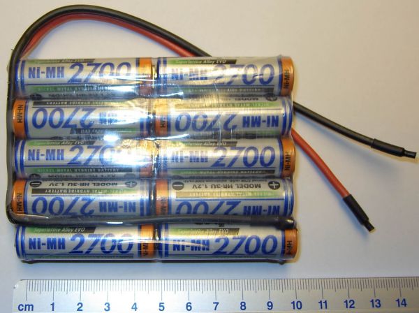 Batería con células 10x Sanyo HR 3U células 12V 10 2700mAh