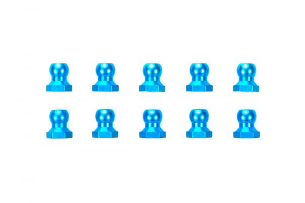 10x tuercas de bolas de 5 mm, longitud total de 7 mm, aluminio, azul. M3