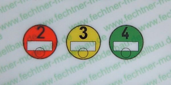 Feinstaubplakette set 1: 8 red / yellow / green matching scale