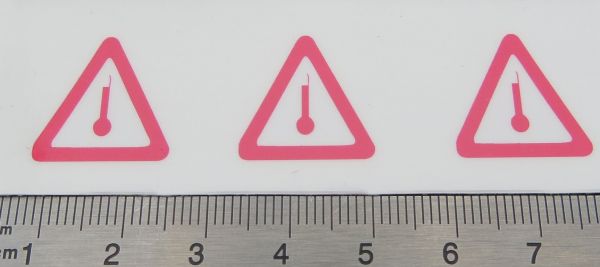 tryckt etikett för farligt gods (ca 16x18mm) varning för hög