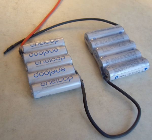 Battery pack 10x SANYO HR 3UZellen, 12V / 2000 2x5 cells 2000mAh
