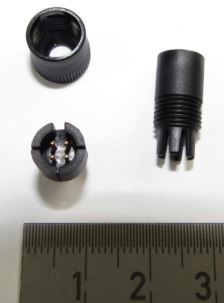 1 St. 4-poliger Miniatur-Kabelstecker. Stecker, 3-teilig,