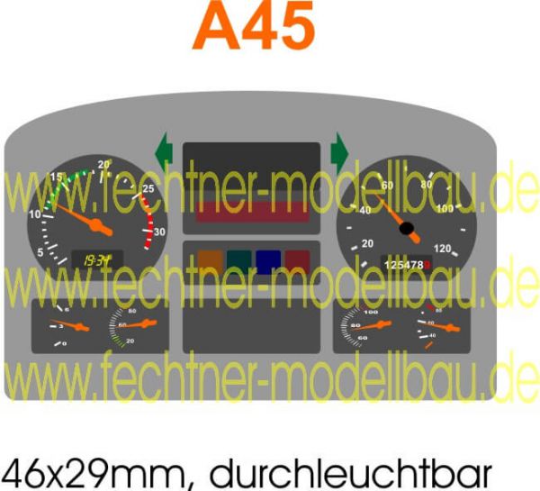 Sticker / sticker "dashboard" A16 / A45 voor MAN TGA,