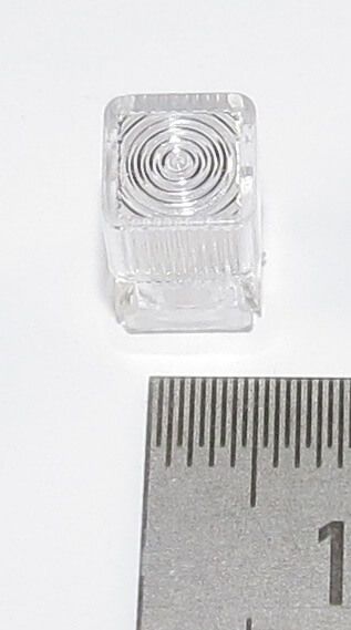 1x LED lens for 5mm LED. High, clear, square head ca