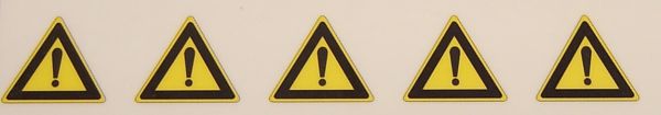 Iconos de advertencia triángulo conjunto de iconos de alta 10mm 5, amarillo / negro