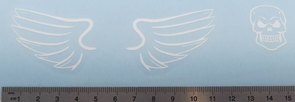Folie sticker schedel symbool met vleugels. Van hoge kwaliteit