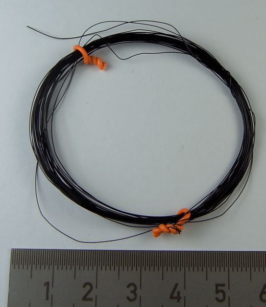 5m enamelled copper wire, black, solderable. 0,52 Ohm / m