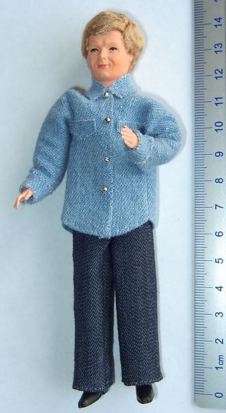 Flexibele Doll Trucker over 14cm tall dark denim broek en