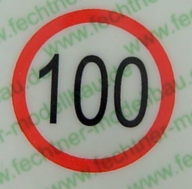 Geschwindigkeitsschild weiss/rot (100) 12,5mm Durchmesser