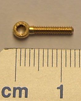 Eyebolt threaded M2,0 / brass bore 2mm