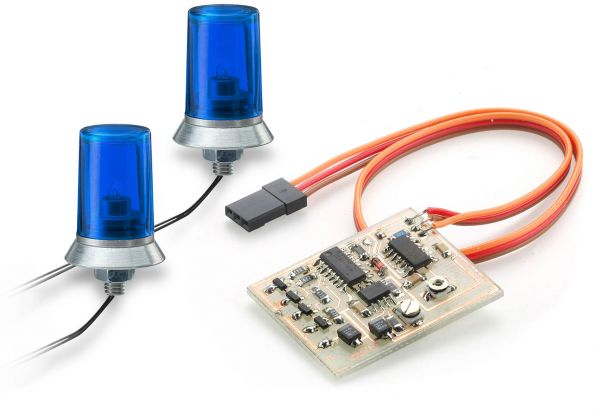 1x double beacon, BLUE. 2-round lights and control