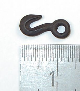 1 brass hook total length 14mm with eyelet (2mm