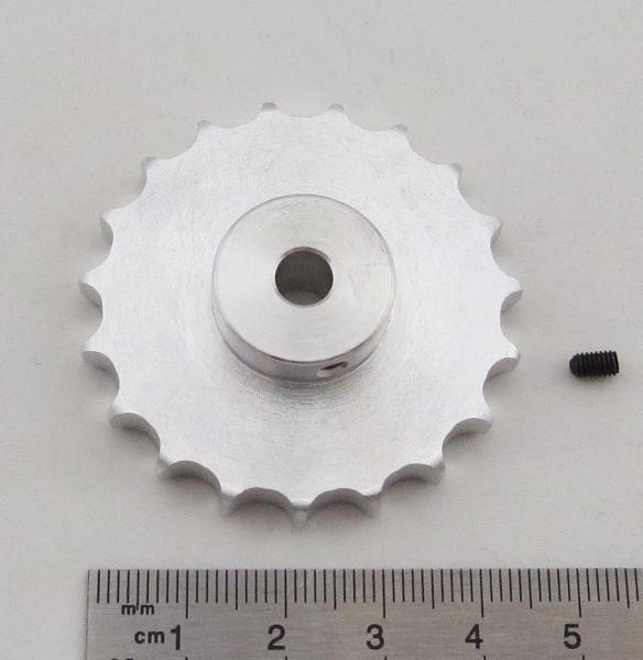 Kedjehjul, aluminium, 19 tänder 47,5mm diameter, bredd 5,5mm