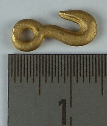 1x brass hook total length approx 14mm with eyelet (2mm