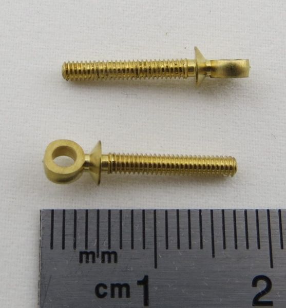 2x eyebolt M2,0 with taper, thread M2 brass,
