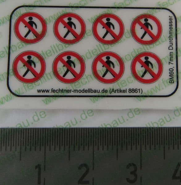 1 waarschuwing symbolen Set 7mm diam., BM60, 8 symbolen