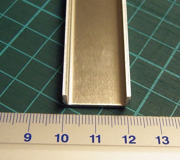 2x profilé en U en aluminium, 1 mètre, 21x7x1,5 mm épaisseur 1,