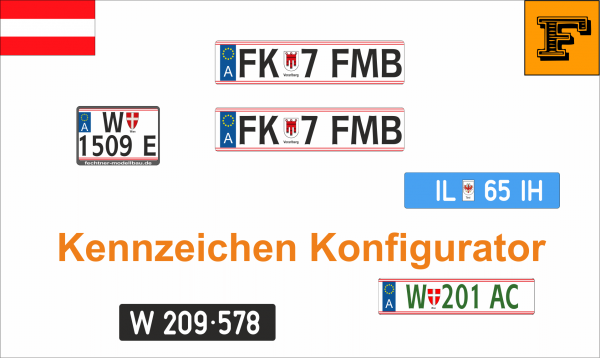Euro license plate configurator for 1 DESIRED license plate AUT