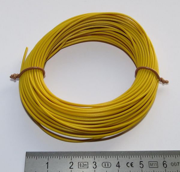 PVC vlecht, 0,14 qmm, geel, 10m Ring