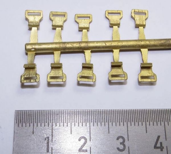 1 10 set of flat hooks, long, brass investment casting, the