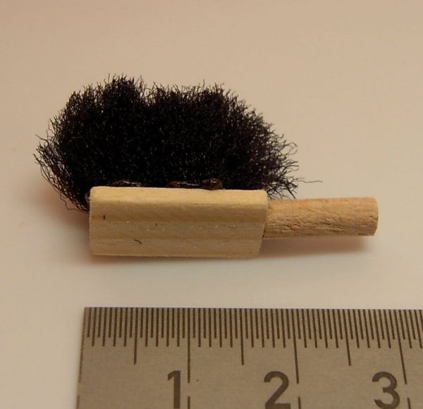 1x Handbesen 3,0cm zwart haar. Style hout, natuurlijke