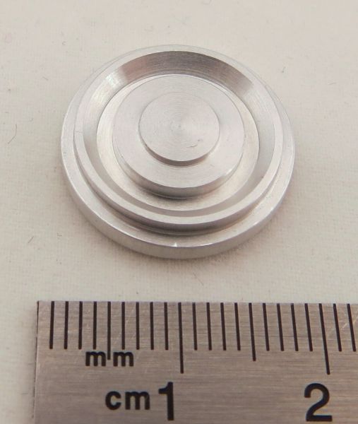 1 naafdekking, natuurlijk aluminium. Platte ontwerp. diameter