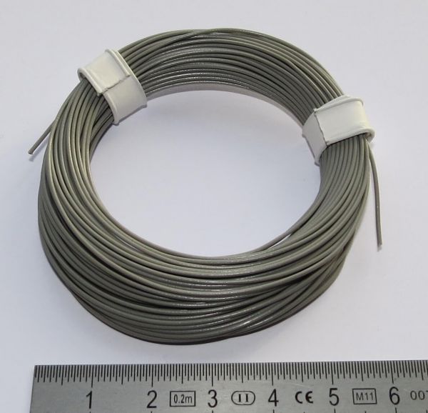 PVC braid, 0,08 mm², gray, 10m ring, flexible