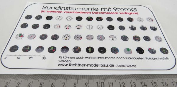Instrumenten-Aufklebersatz, 52 runde Instrumente mit 9mm