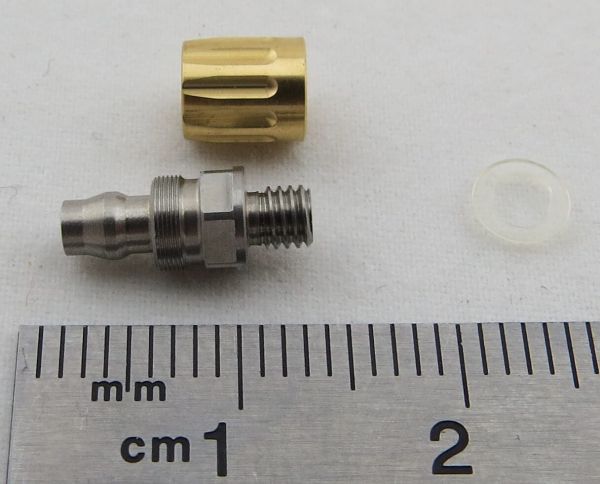 ScaleART nippel rak, tillverkad av rostfritt stål, för 4x2,5 mm slang