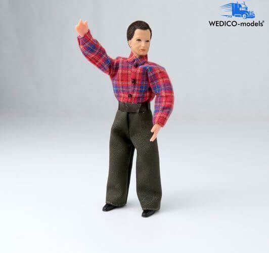 Flexible doll truck driver with shirt. Weight approx. 14g. 117mm