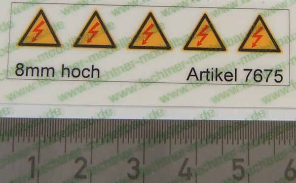 Warning triangle icons Set 8mm high 5 symbols