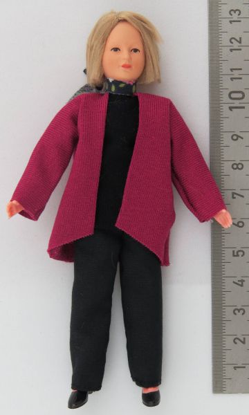 1x Flexible Doll WOMAN approx 13cm tall black blouse