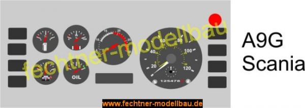 Sticker / sticker "dashboard" A9G voor Scania, grijs