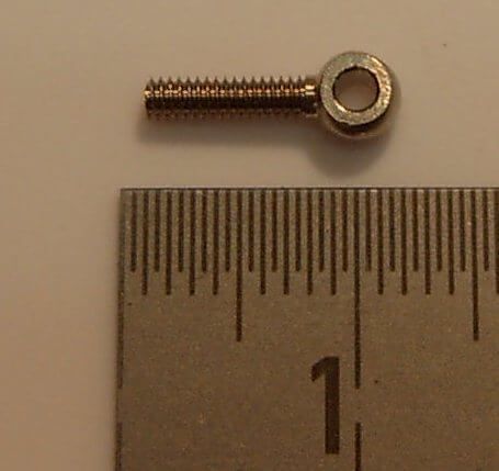 1x eyebolt M2x11, MS nickel. 1 piece. head 4mm