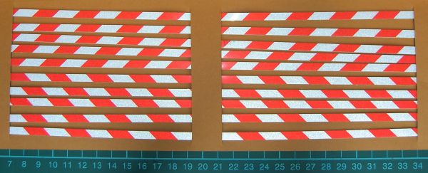 Warnstreifenset 5mm stripe width, 45 °, red / white reflective,
