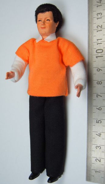 Flexible Doll Trucker about 14cm high with dark trousers,