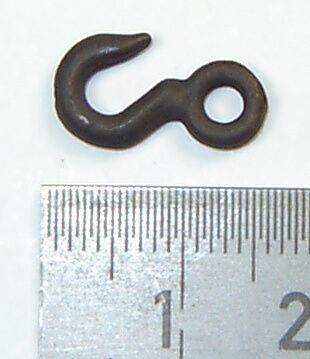 1 brass hook total length 16mm with eyelet (2,5mm