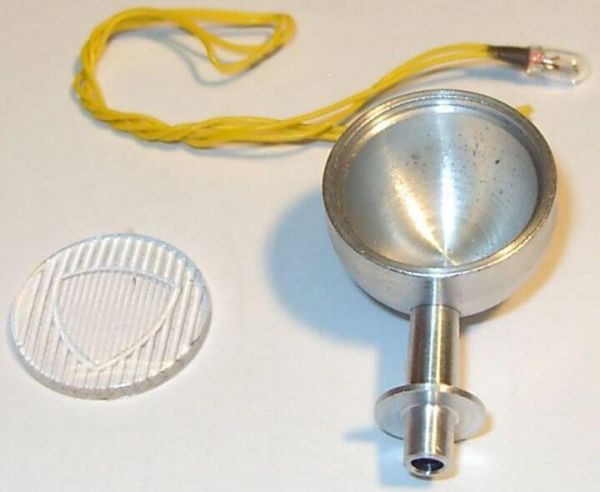 1x aluminum lamp 19,5mm diameter, with holder, Alu, rotated,